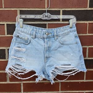 Zara Booty Jean Shorts Womens 4 Distressed Cut-Offs Light Blue